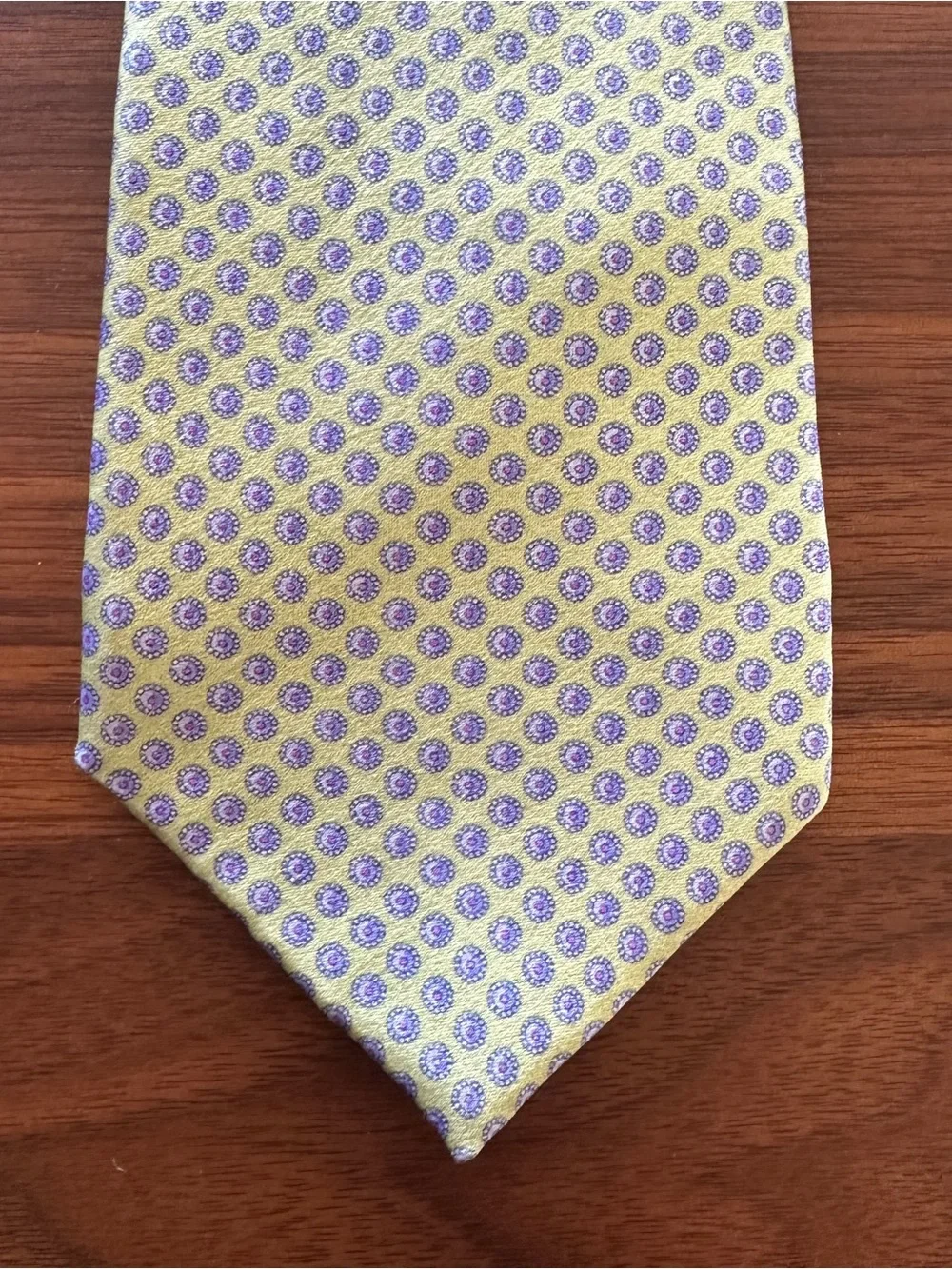 Valentino Yellow and Lavender Floral Medallion Silk Tie